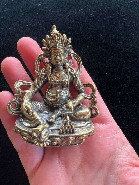 Estatua pequeña de lujo de Dzambhala | Hecho a mano | 2,75 pulgadas | Kubera