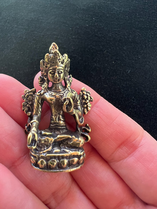 Small White Tara Statue | Handmade | 1.75 inches by 1 inches |