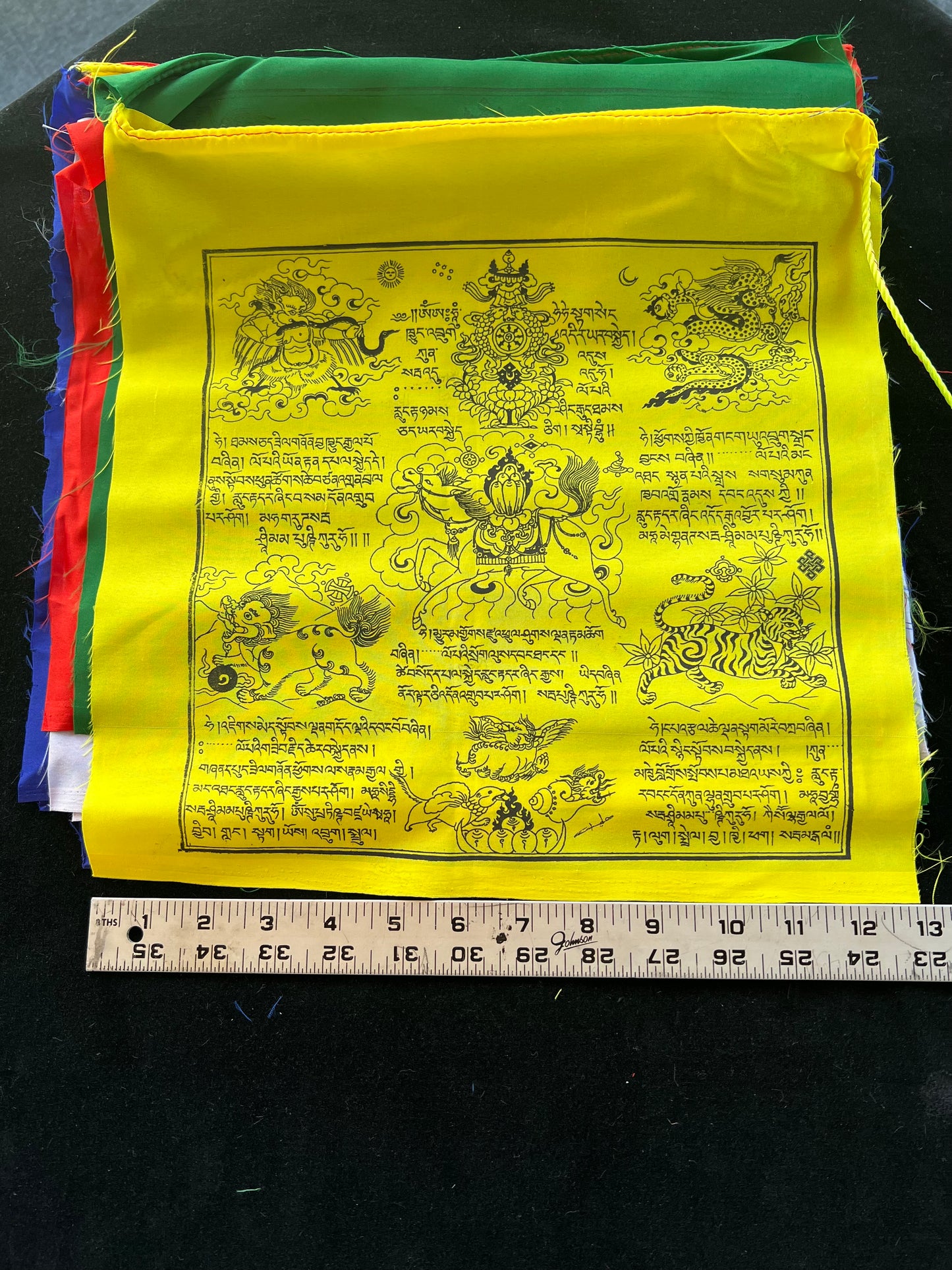 Caballo de viento| Banderas de oración tibetanas | 13 x 13 | Juego de 25 | Pulmón Ta