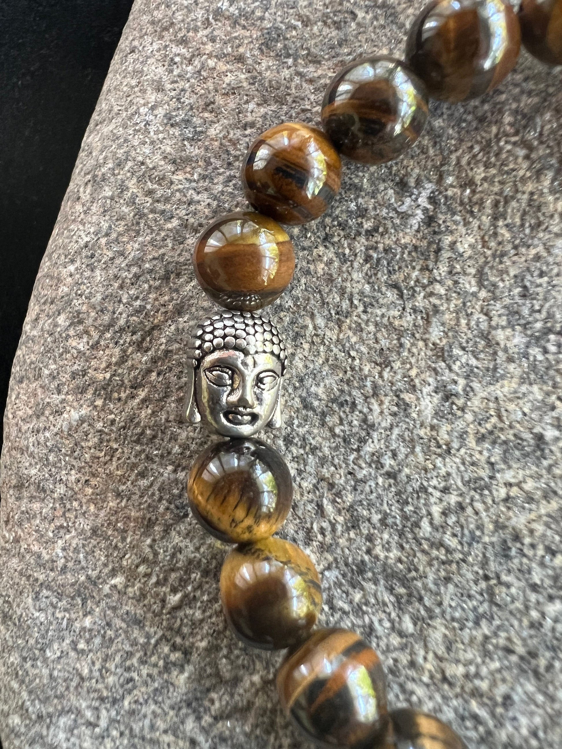 Tiger Eye Handmade Mala Bracelet | 21 Tiger Eye beads | 8mm | Free storage pouch | Wrist Mala