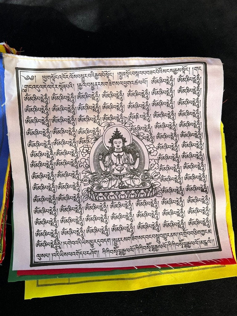 Multi Deity Tibetan Prayer Flags | 10in x 10in | 1 strand of 25 flags | Highest Quality