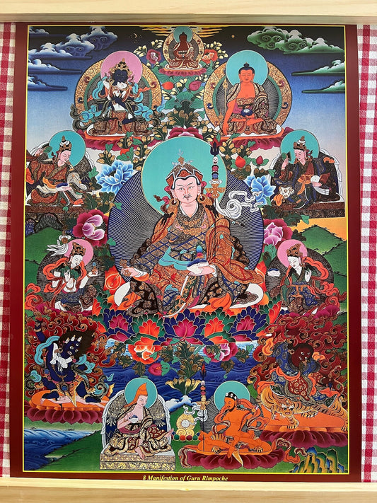 Eight Manifestations of Guru Rinpoche Poster | 17in x 25in | Nepal | Guru Padmasambhava | DISCOUNTED SECONDS