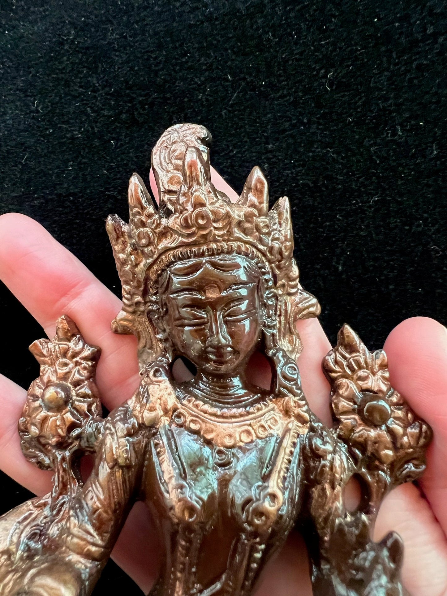 Medium Green Tara Statue | Brass | Handmade | 6 inches | Dolma | India