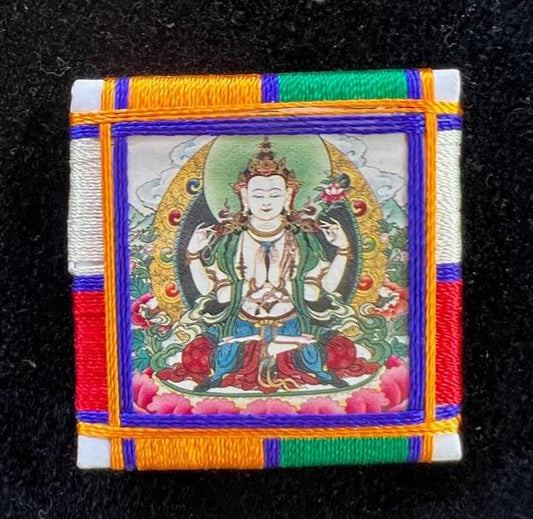 Chenrezig Protective Amulet | | 2 in by 2 in | Protection Blessing | Bodhisattva of Compassion