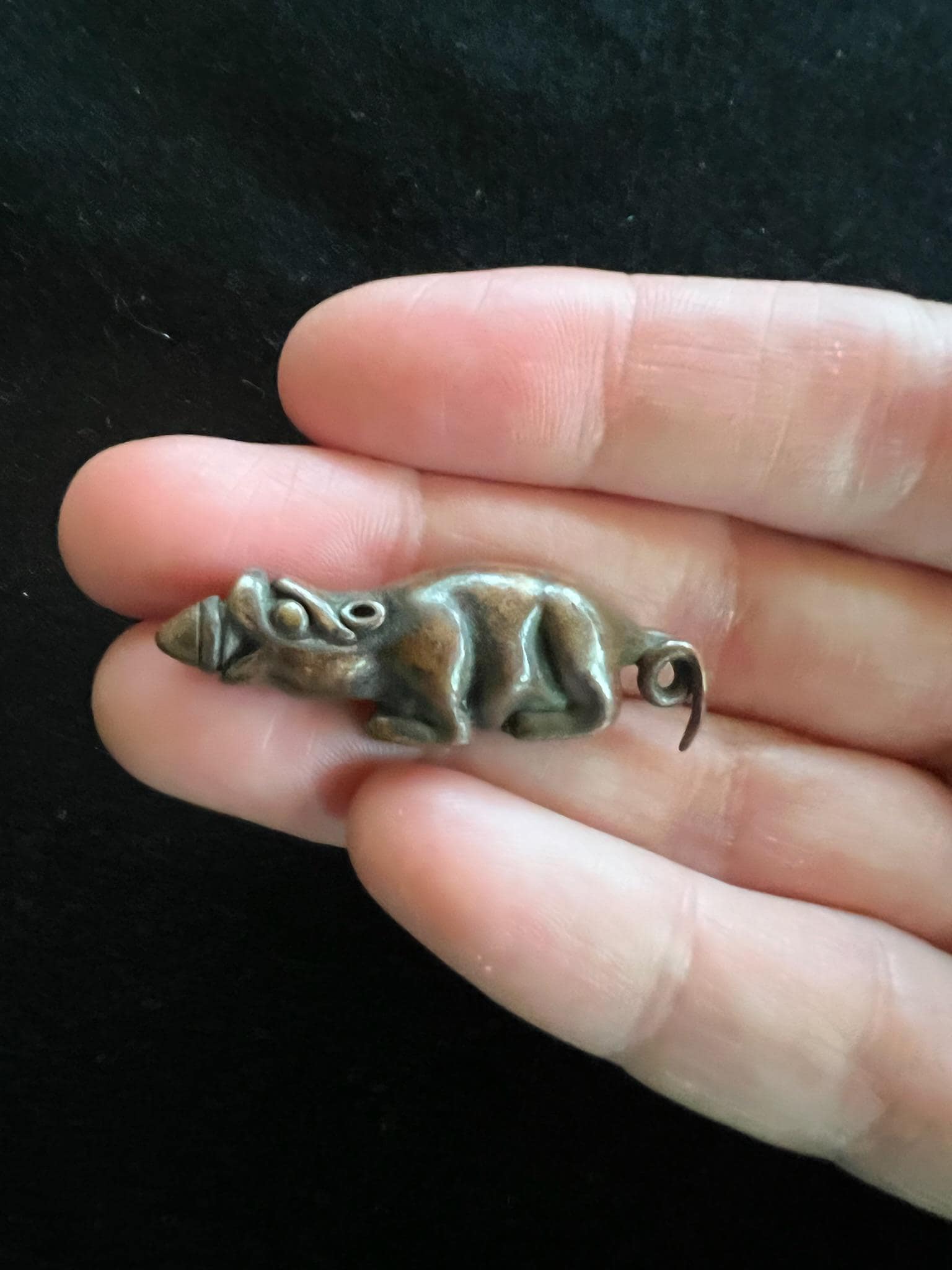 Jewel Spitting Mongoose Charm | Metal | Approx 1 1/2 inches Long | Tibet | Nehulay | 1 cord included