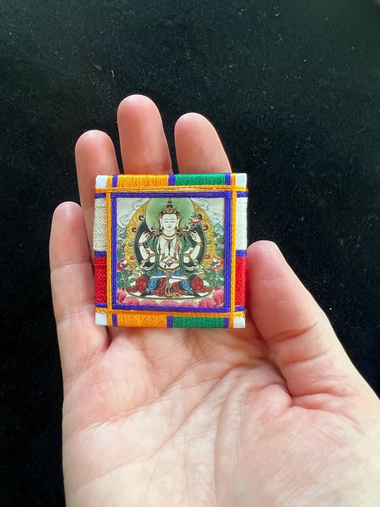 Chenrezig Protective Amulet | | 2 in by 2 in | Protection Blessing | Bodhisattva of Compassion