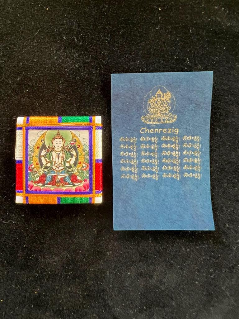 Chenrezig Protective Amulet | | 2 in by 2 in | Protection Blessing | Bodhisattva of Compassion