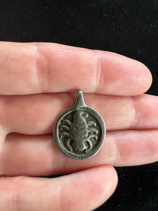 Tiny Scorpion Charm | Metal | Approx 3/4in Round | Tibet |
