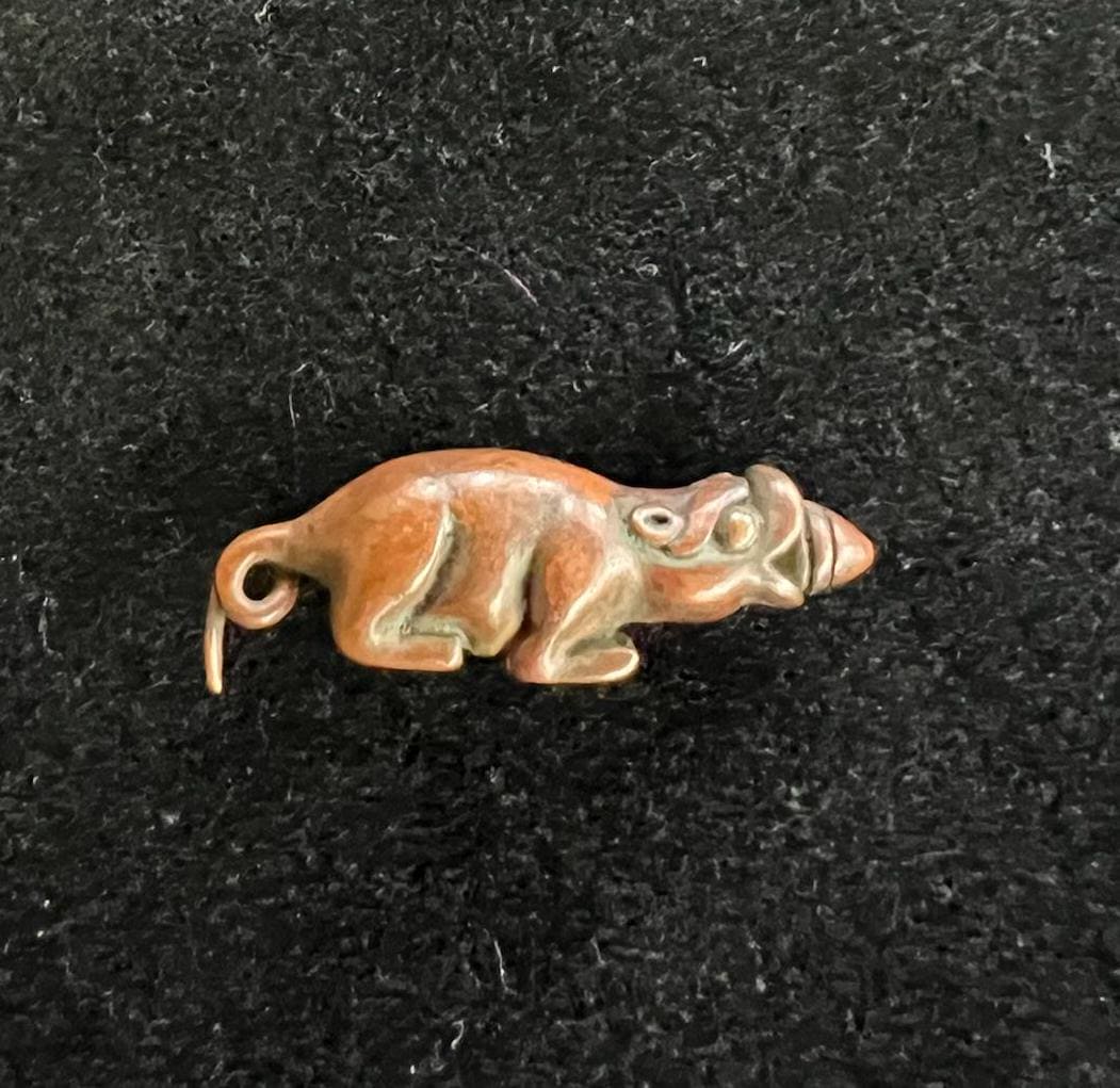 Jewel Spitting Mongoose Charm | Metal | Approx 1 1/2 inches Long | Tibet | Nehulay | 1 cord included