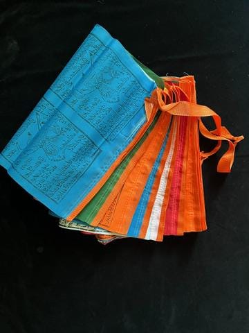 Tibetan Mountain Windhorse Prayer Flags | Traditional 4 images per Panel Design | almost 73 feet long | Tibet | 5 Color