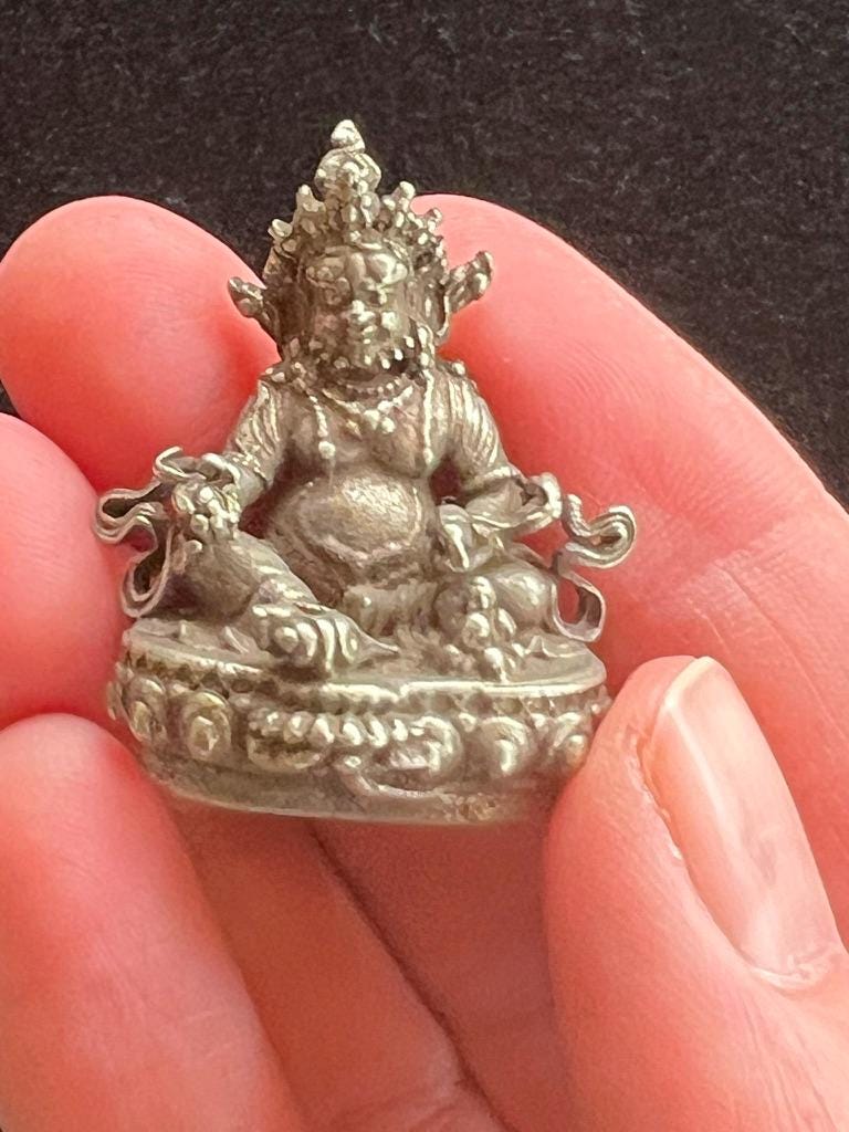 Small Dzambhala Statue | Handmade | about 1.25 inches by 1 inches | Kubera | Kuber | God of Fortune, Wealth & Prosperity