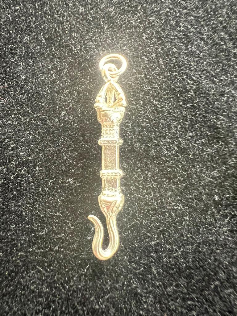 Silver Vajra Hook Pendant | 925 Sterling Silver | Approx. 1.25in | Magnetization | Pendant Only | Vajra Weapon | Kurukulle