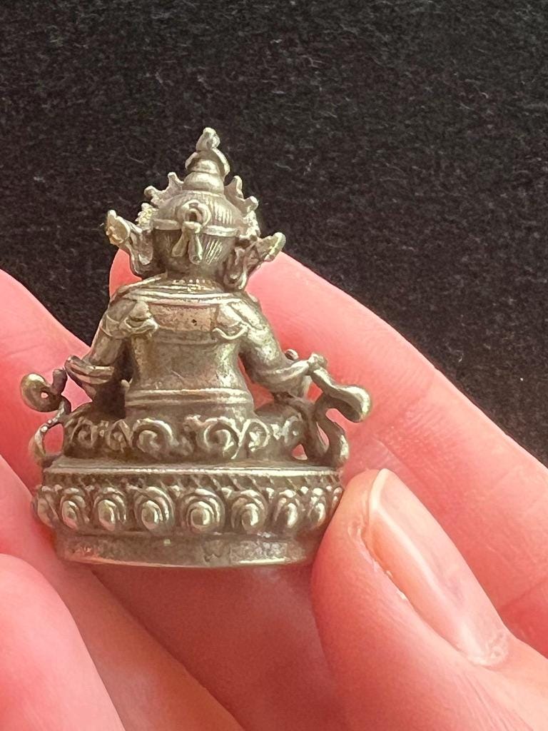 Small Dzambhala Statue | Handmade | about 1.25 inches by 1 inches | Kubera | Kuber | God of Fortune, Wealth & Prosperity