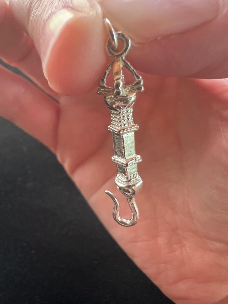 Silver Vajra Hook Pendant | 925 Sterling Silver | Approx. 1.25in | Magnetization | Pendant Only | Vajra Weapon | Kurukulle