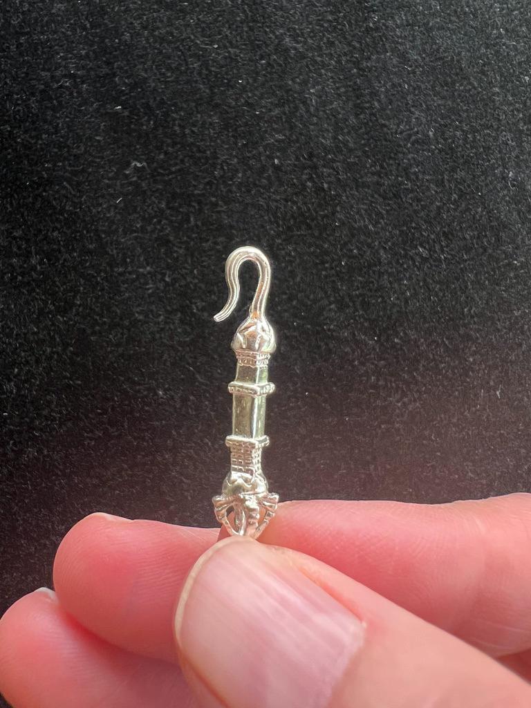 Silver Vajra Hook Pendant | 925 Sterling Silver | Approx. 1.25in | Magnetization | Pendant Only | Vajra Weapon | Kurukulle