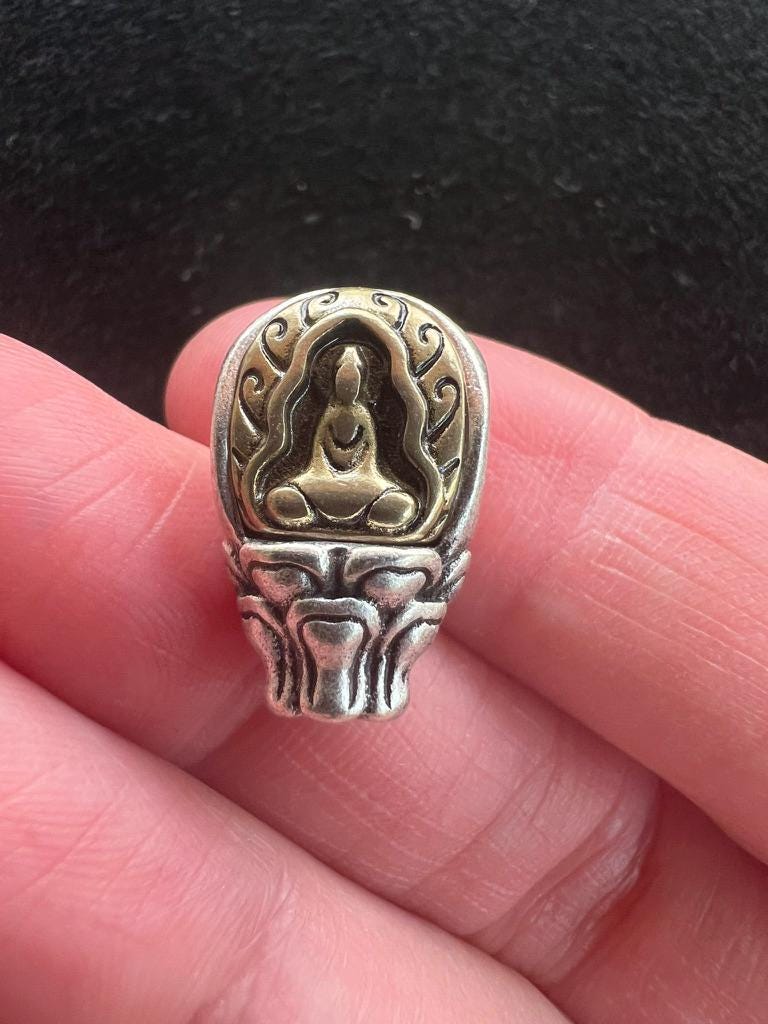 Buddha Guru Bead | Metal | Approx 3/4 inches Long by 1/2 inches Wide | Tibet