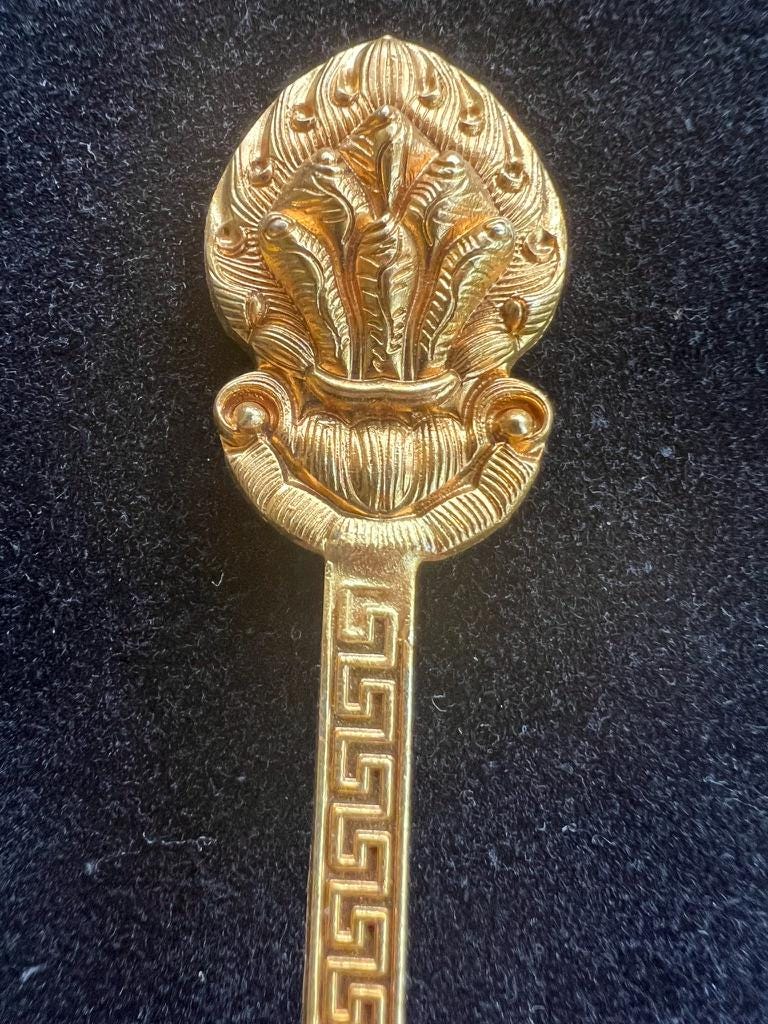 Buddhist Incense Powder Offering Spoon | Smoke Offering | Gold Colored Metal | Approx. 9 inches long | Sang