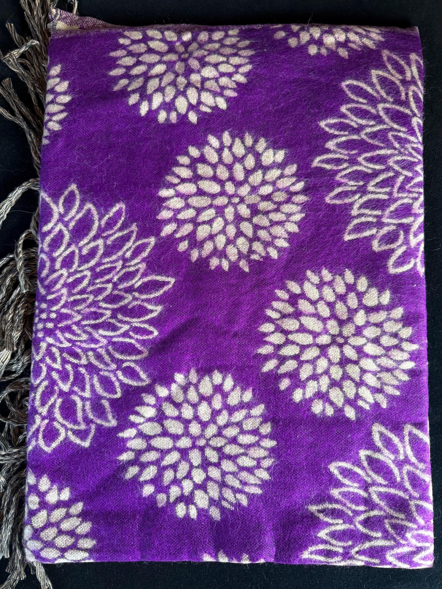 Nepalese Chrysanthemum Design Wool Shawl | 35" x 80" | Various Colors | Wool Blend