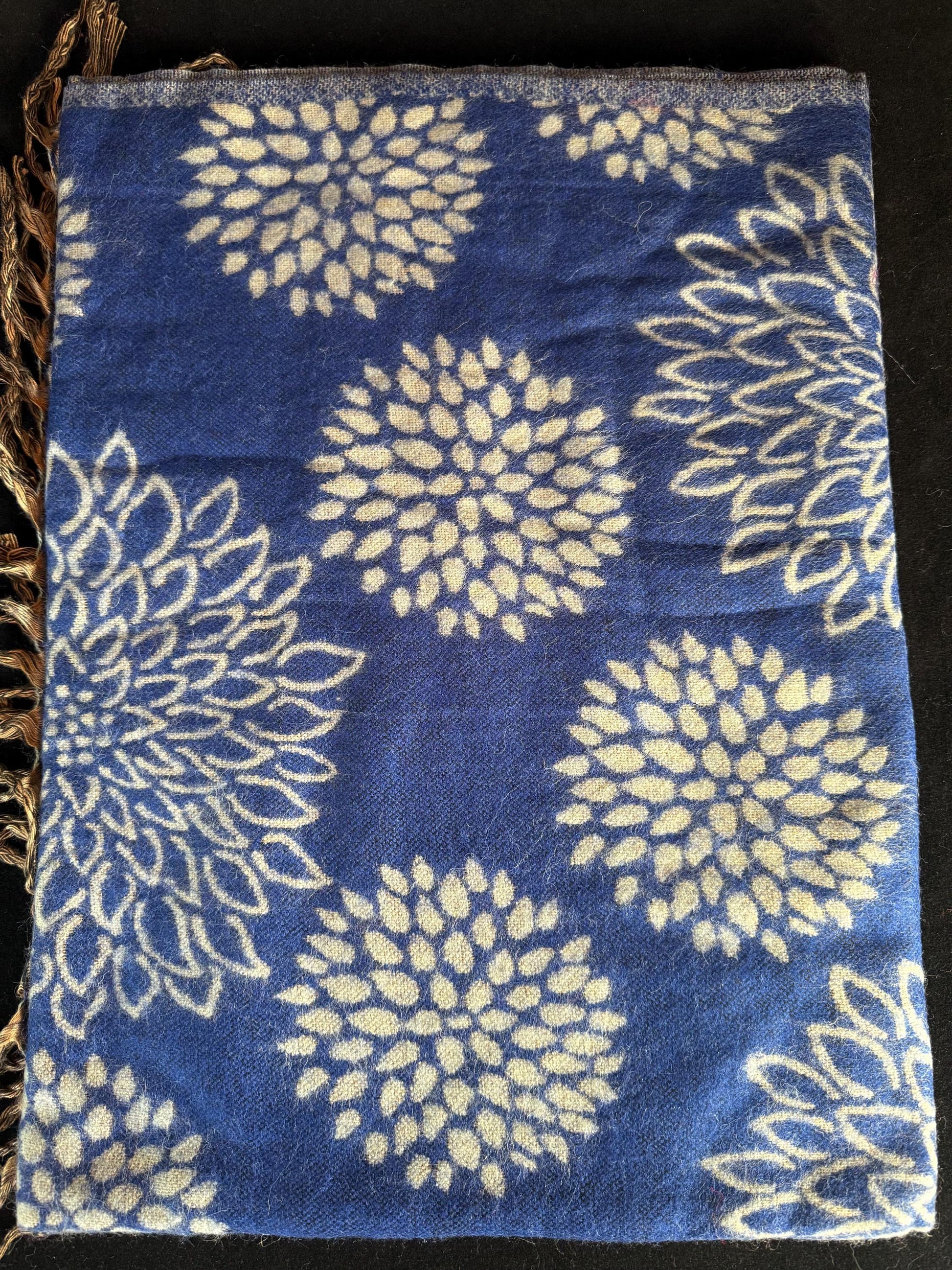 Nepalese Chrysanthemum Design Wool Shawl | 35" x 80" | Various Colors | Wool Blend