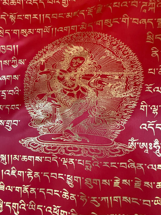 Huge Kurukulle TRIPLE Prayer Flag Banner |Great Cloud of Blessings| 28in x 60in | 1 single flag | Poly Silk | vertical flag | Wangdü Soldep