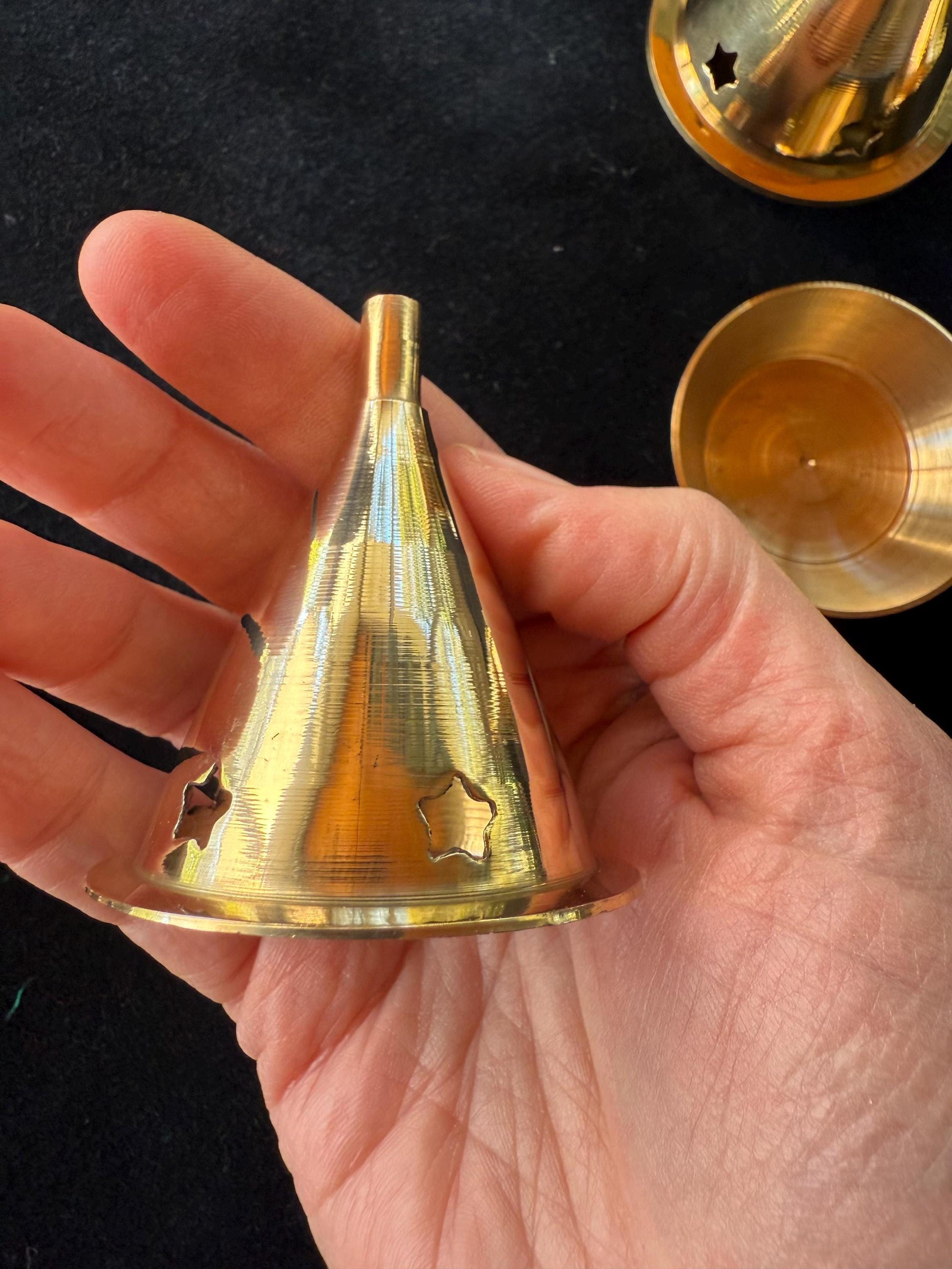 Mini Brass Cone Incense Burner | India | Brass | 1 Burner | 3.25 inches High