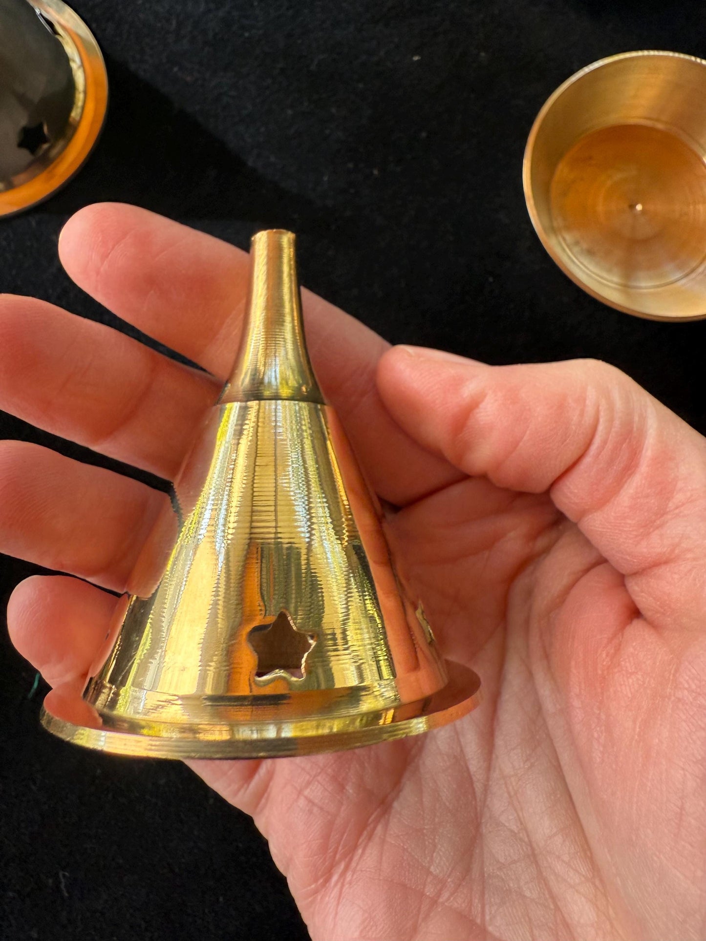 Mini Brass Cone Incense Burner | India | Brass | 1 Burner | 3.25 inches High