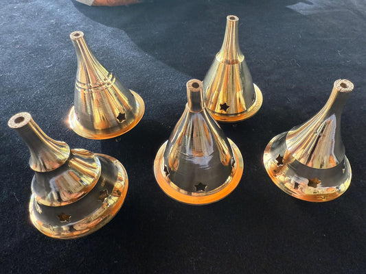 Mini Brass Cone Incense Burner | India | Brass | 1 Burner | 3.25 inches High