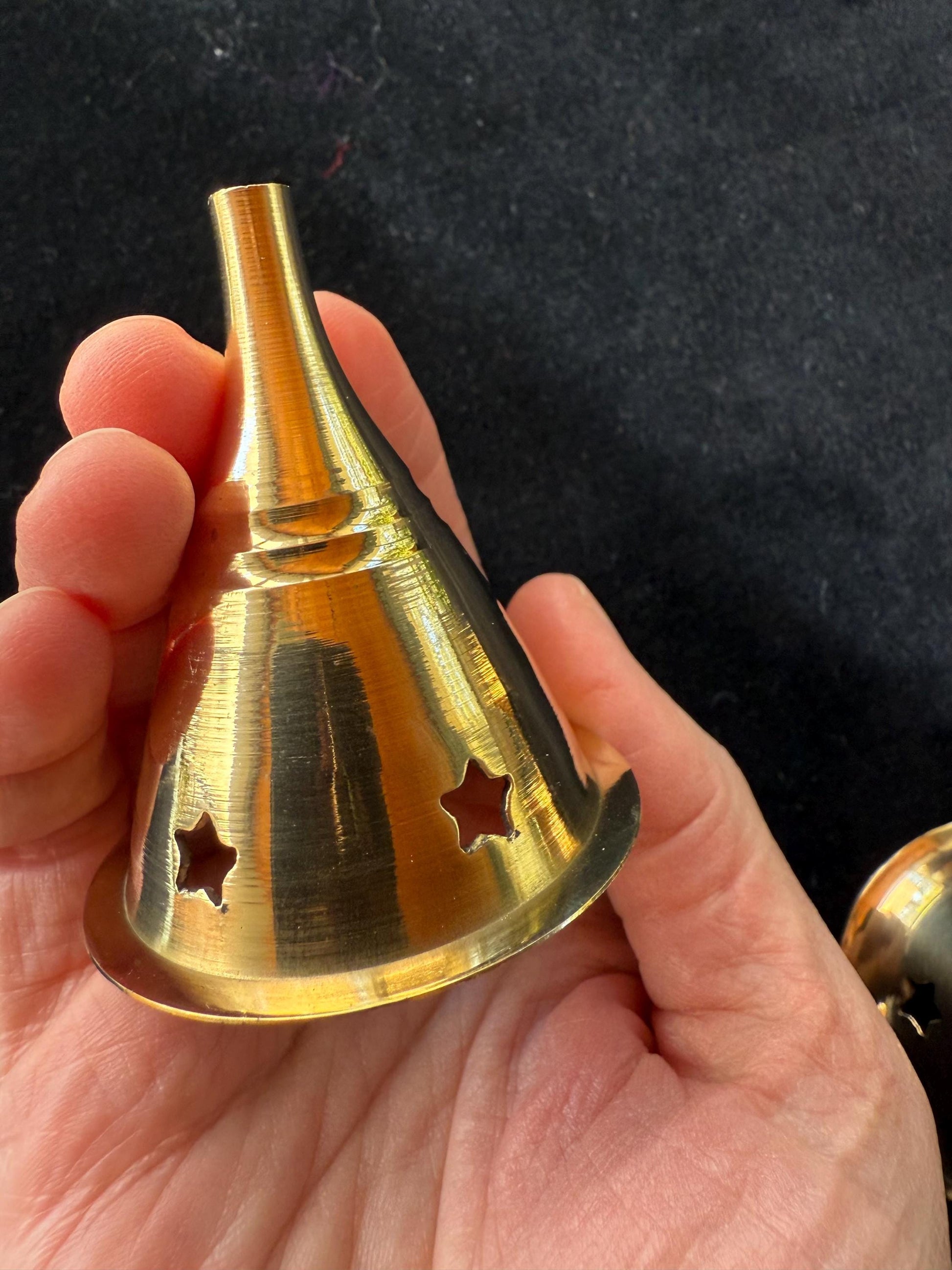 Mini Brass Cone Incense Burner | India | Brass | 1 Burner | 3.25 inches High