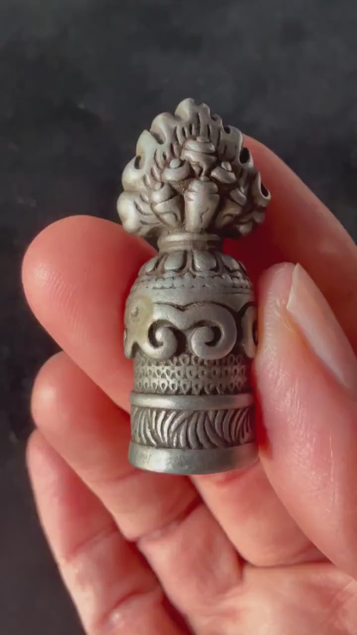 Tibetan Vajra Seal | Metal | Approx 1.5 inches Long by .5 inches Wide | Tibet