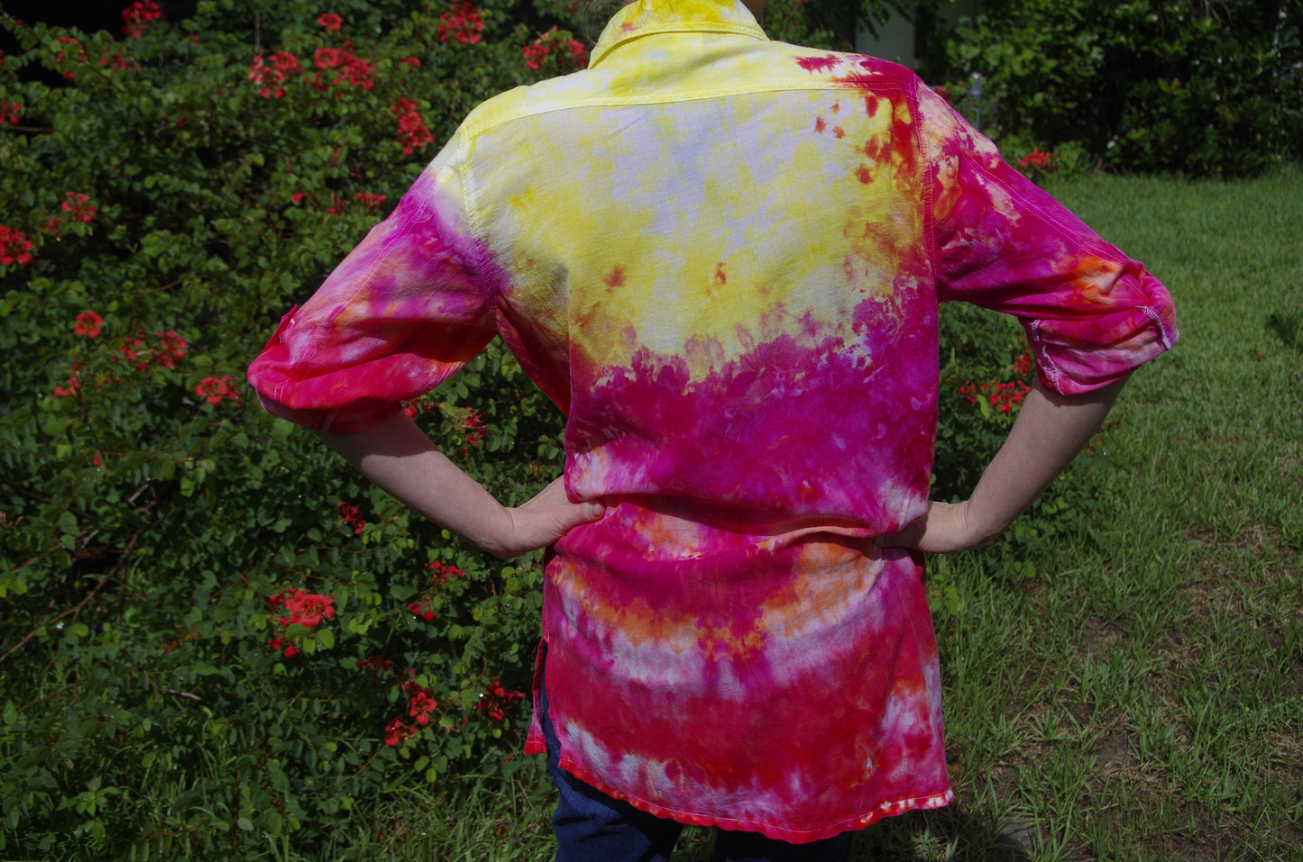Hand Dyed | Upcycled Ralph Lauren Long Sleeved Shirt | Womens Medium | Ice Dyed | Beach Wear