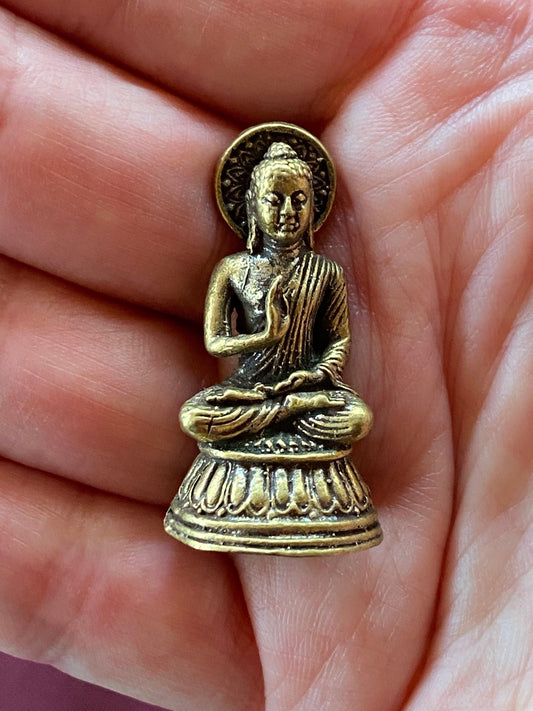 Tiny Brass Buddha Statue | Handmade | 1.25 inches by .50 inches