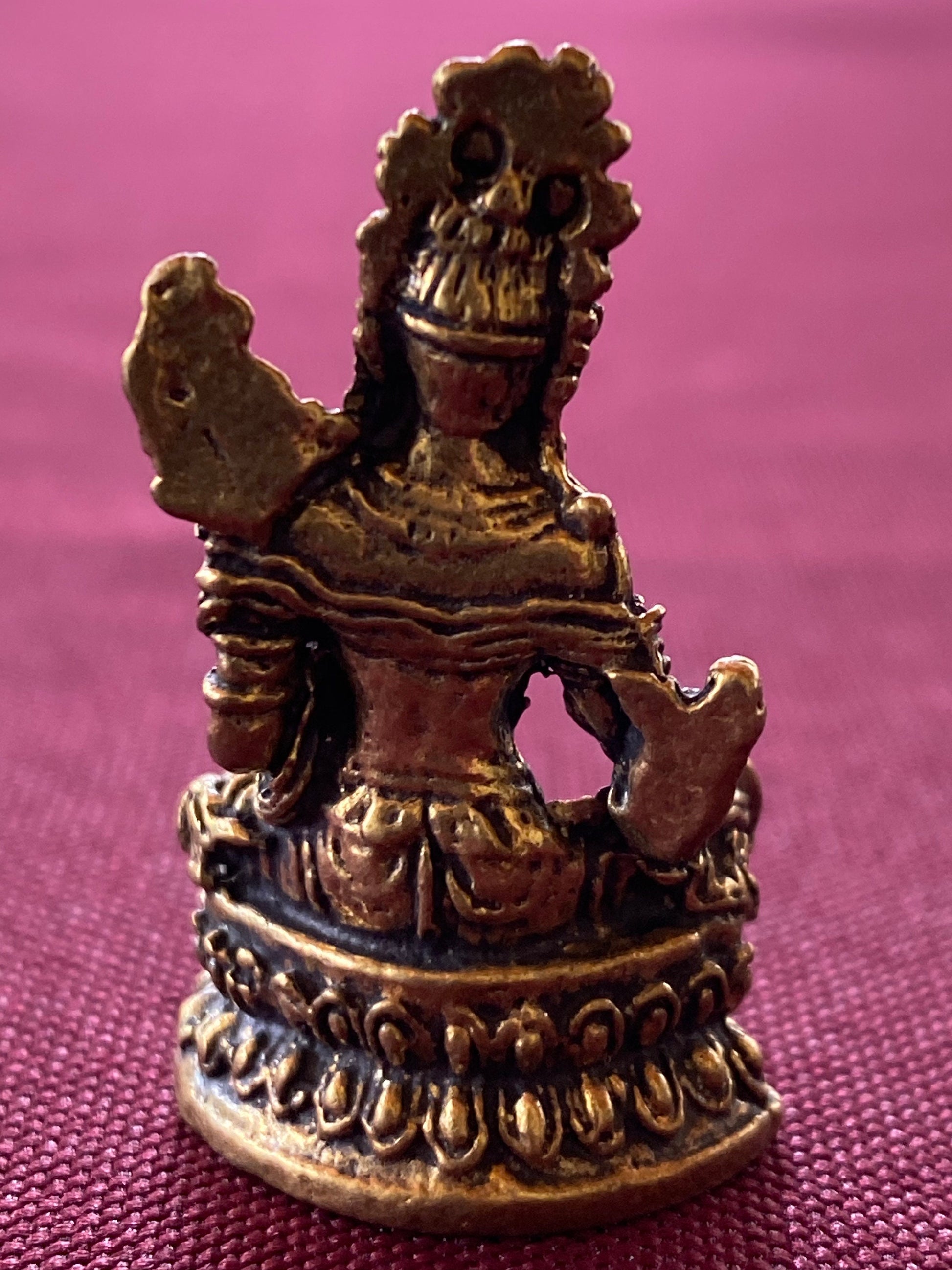 Tiny Brass Green Tara Statue (Style #1) | Handmade | 1.38 inches by .79 inches