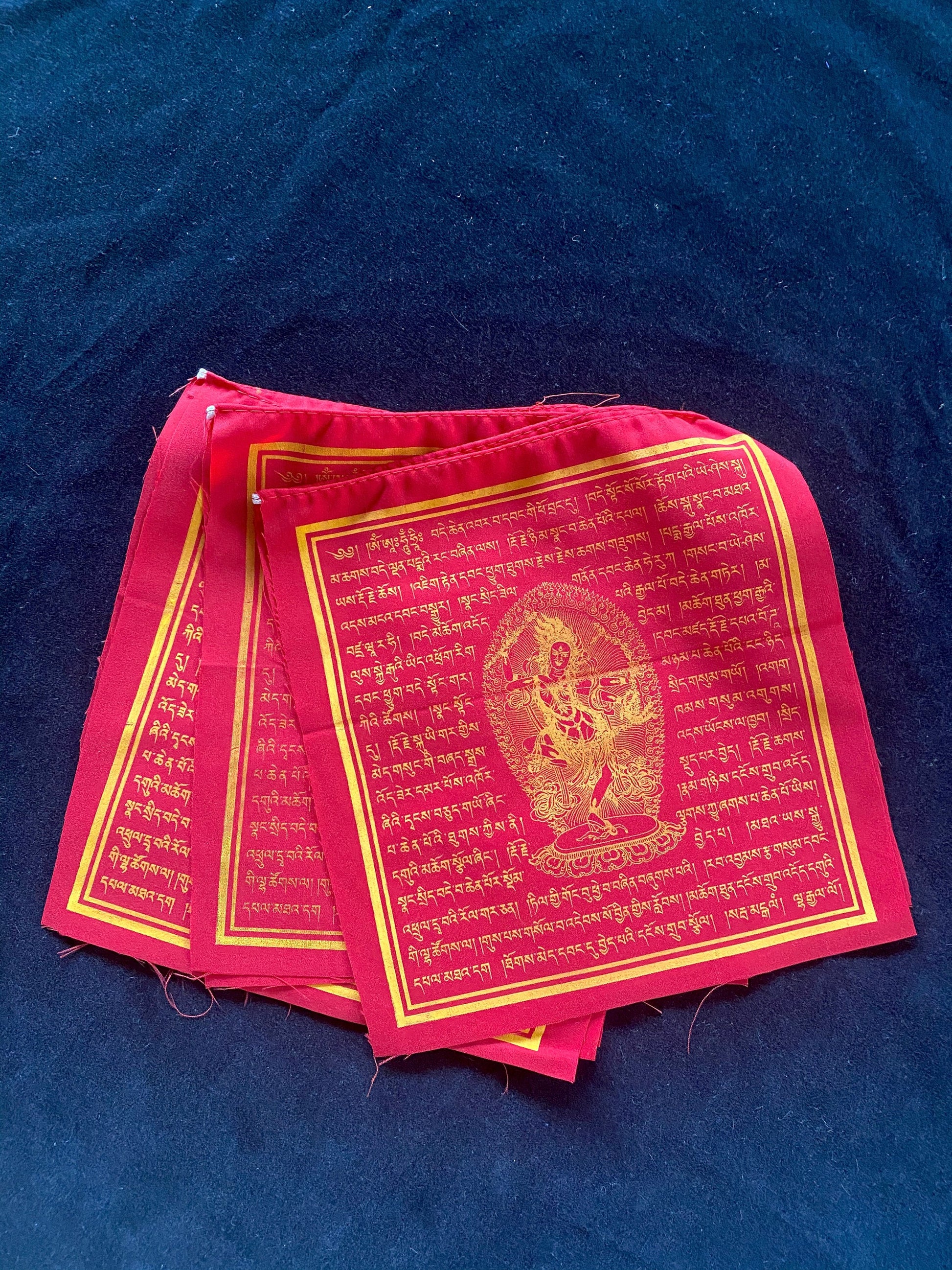 Wangdü Soldep / Kurukulle Prayer Flags | Tibetan Prayer Flags | 8in x 8in | 1 set of 10 flags | All Red | The Great Cloud of Blessings