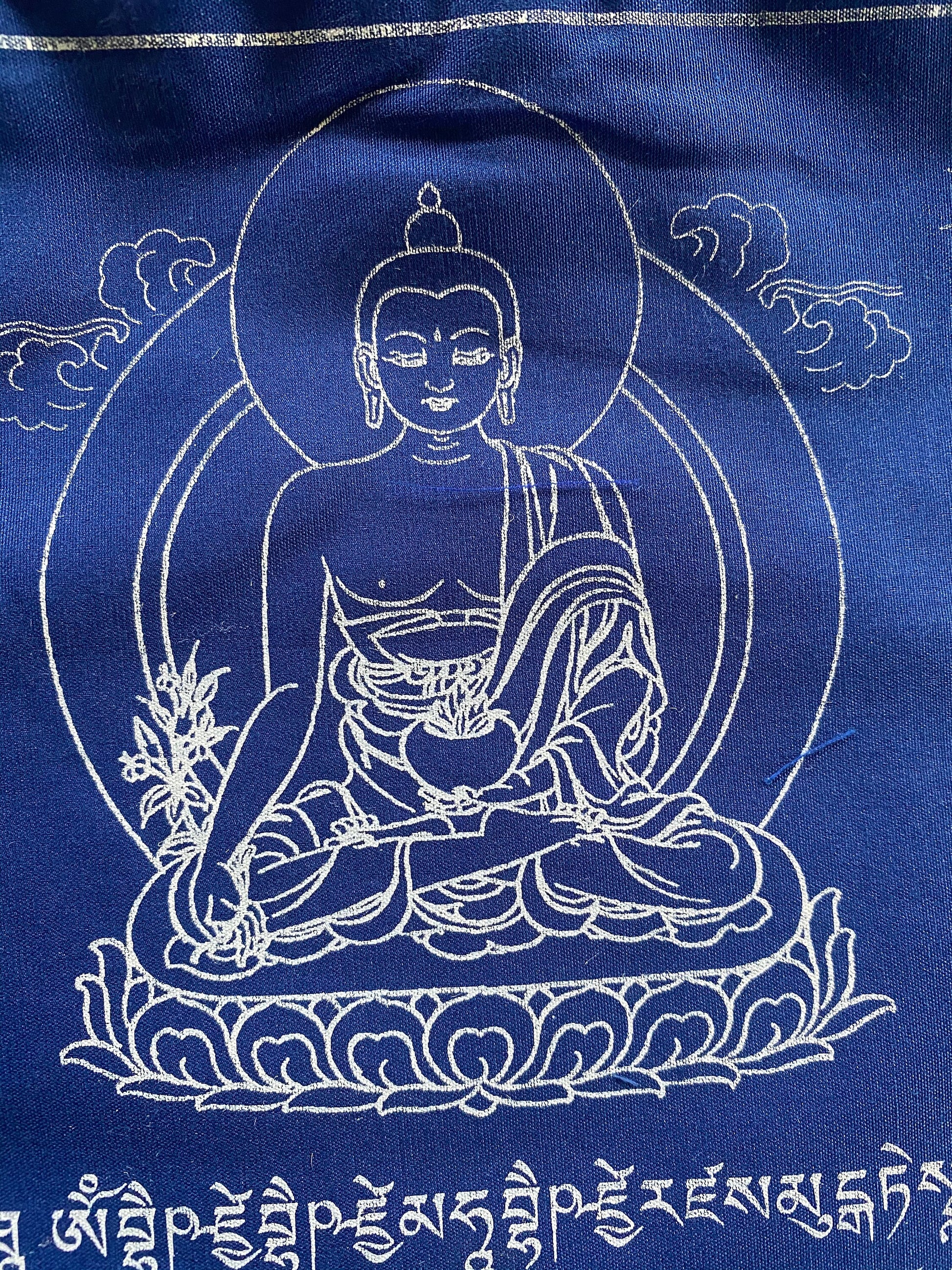 Medicine Buddha Prayer Flags | Tibetan Prayer Flags | 8in x 8in | 1 set of 10 flags | All Blue