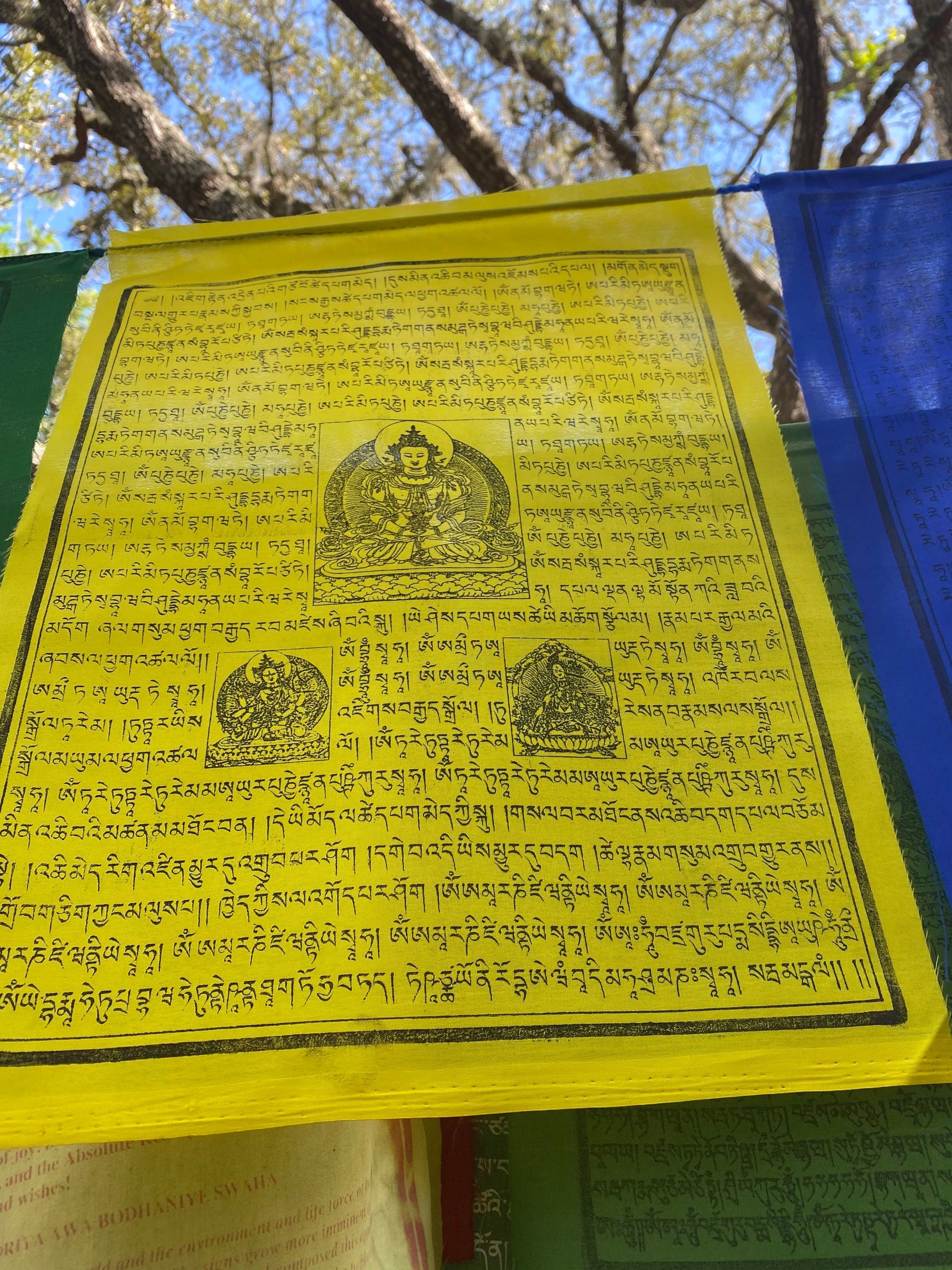 Mixed Deity Prayer Flags | Tibetan Prayer Flags | 13in x 16in | 1 set of 25 flags | VERY LARGE