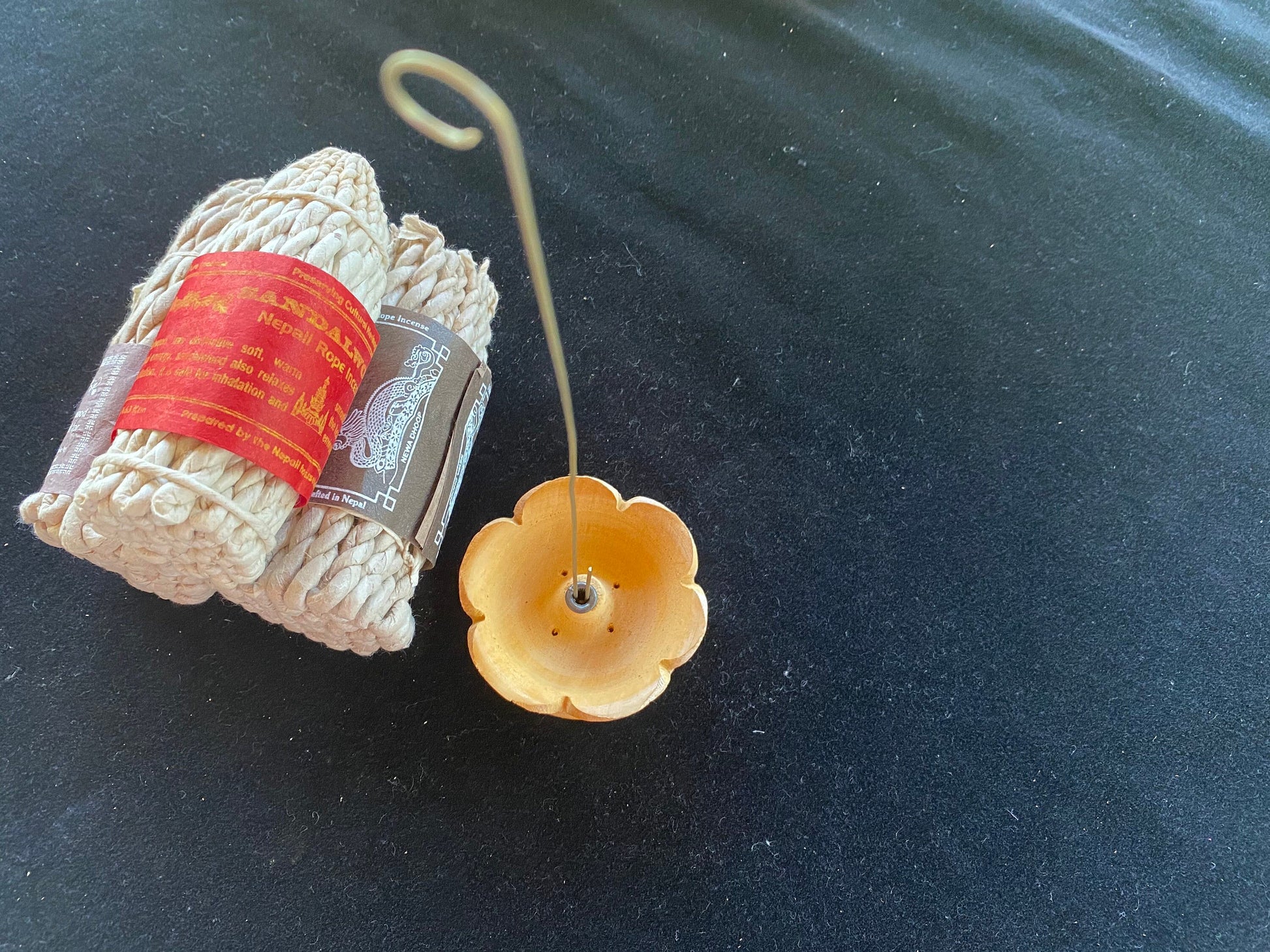 Handmade Rope Incense Holder | Assorted Styles | 1 wooden holder with metal hook | Incense Not Included