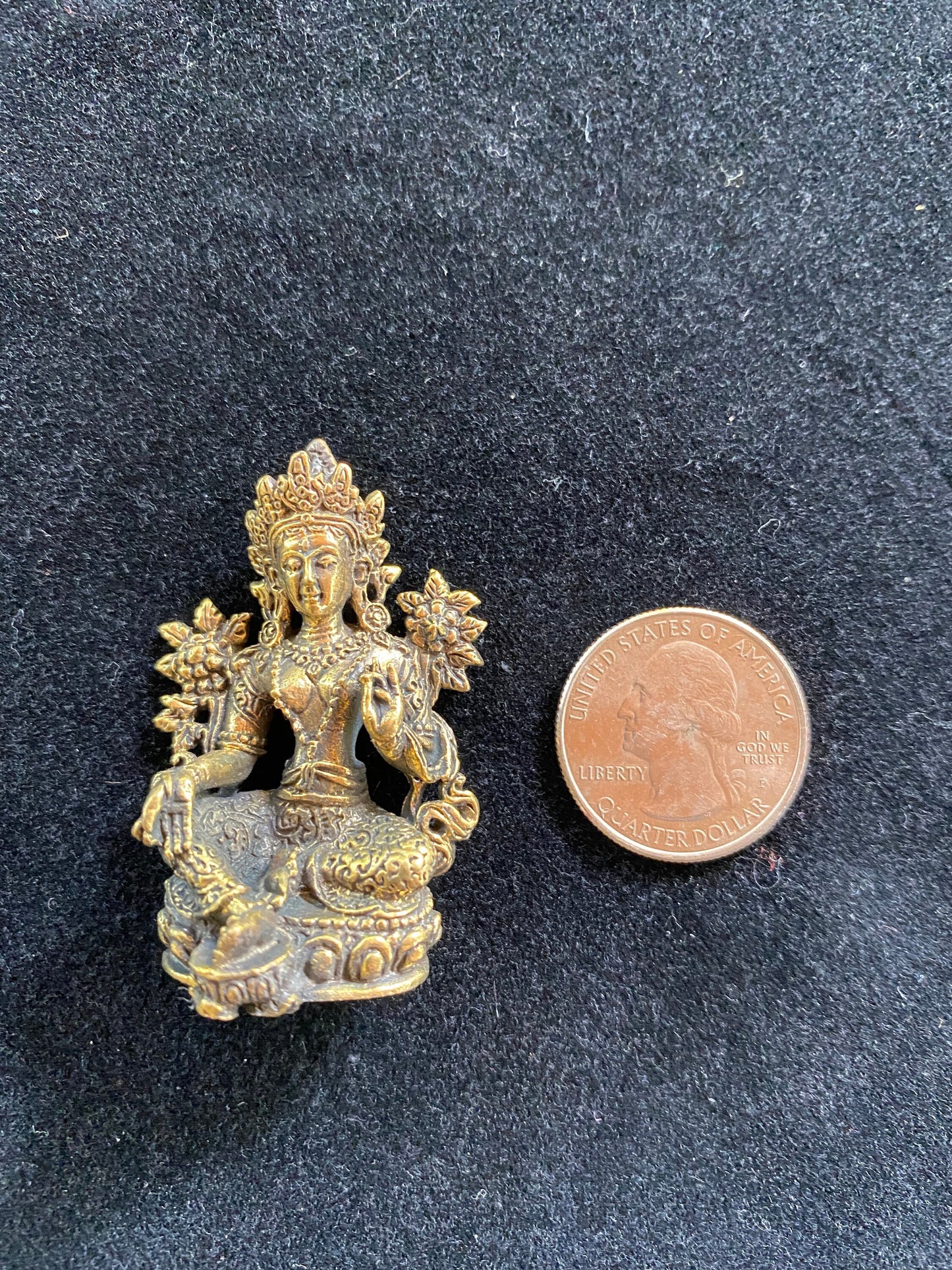 Small Green Tara Statue | Handmade | 1.75 inches by 1 inches | Dolma