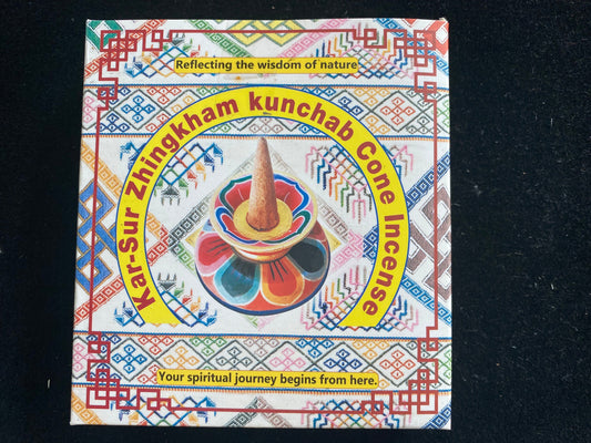 Kar-Sur Zhingkham Kunchab Cone Incense | Bhutanese Incense | 30 cones | 2 inches high