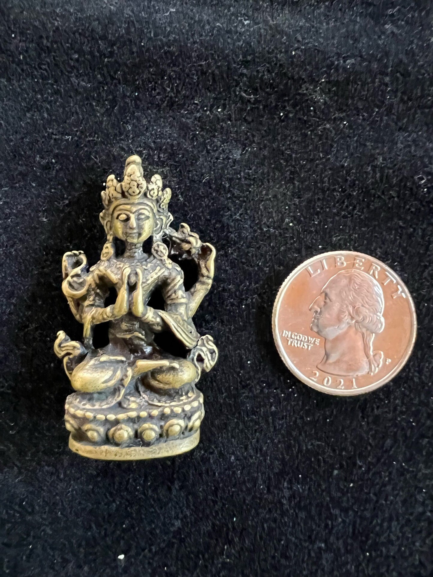 Small Chenrezig Statue | Handmade | 1.75 inches by 1 inches | Avalokitesvara