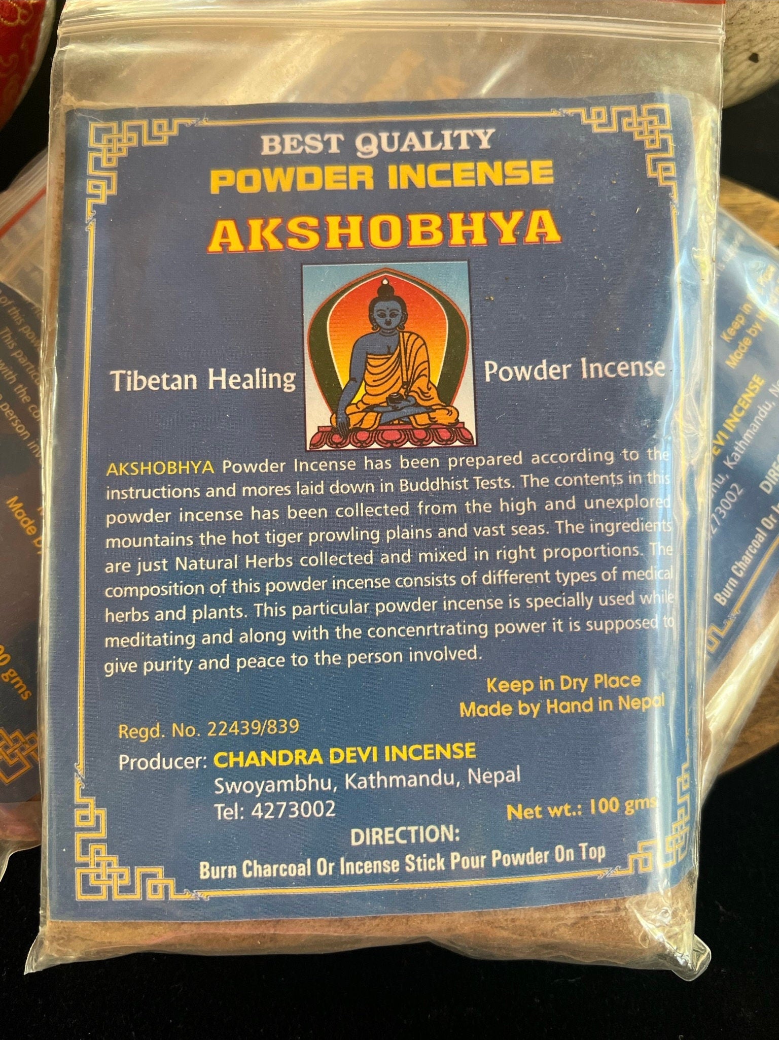 Akshobhya Incense Powder| Nepalese Incense Powder | 100 grams | Chandra Devi Incense