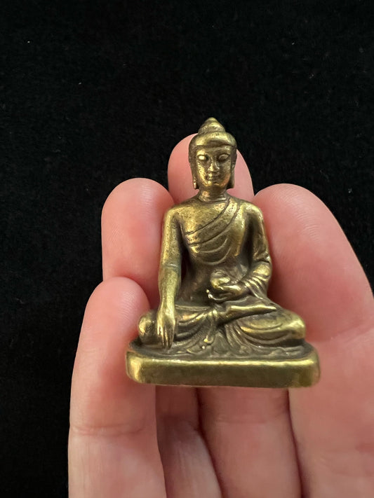 Small Brass Buddha Shakyamuni Statue  | Handmade | 1.50 inches by 1.10 inches