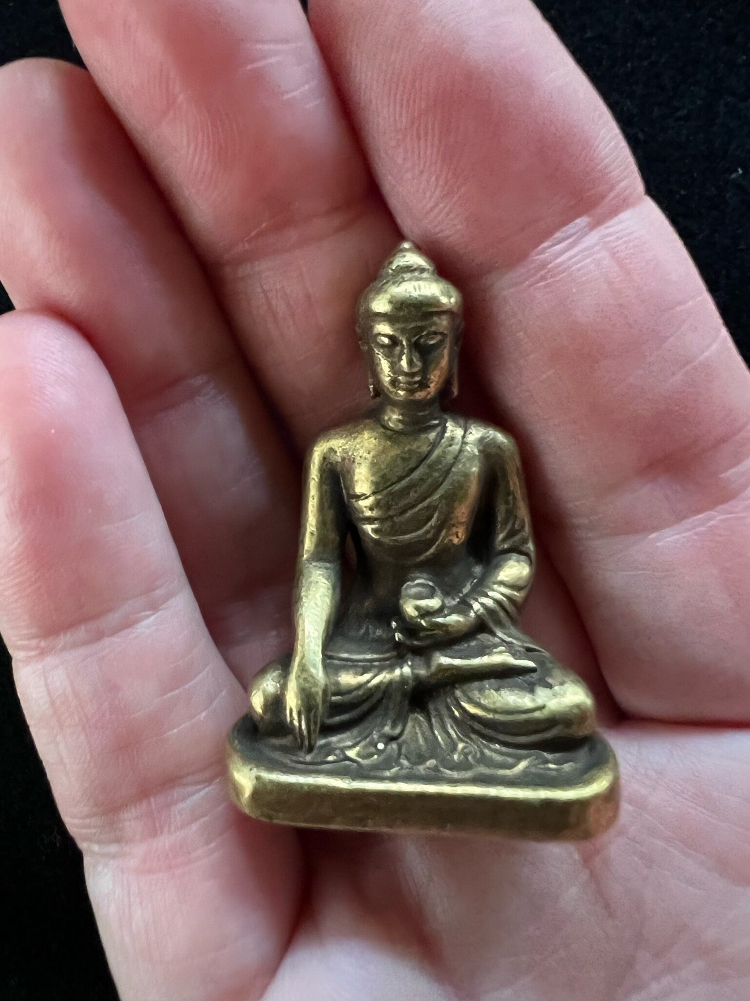 Small Brass Buddha Shakyamuni Statue  | Handmade | 1.50 inches by 1.10 inches