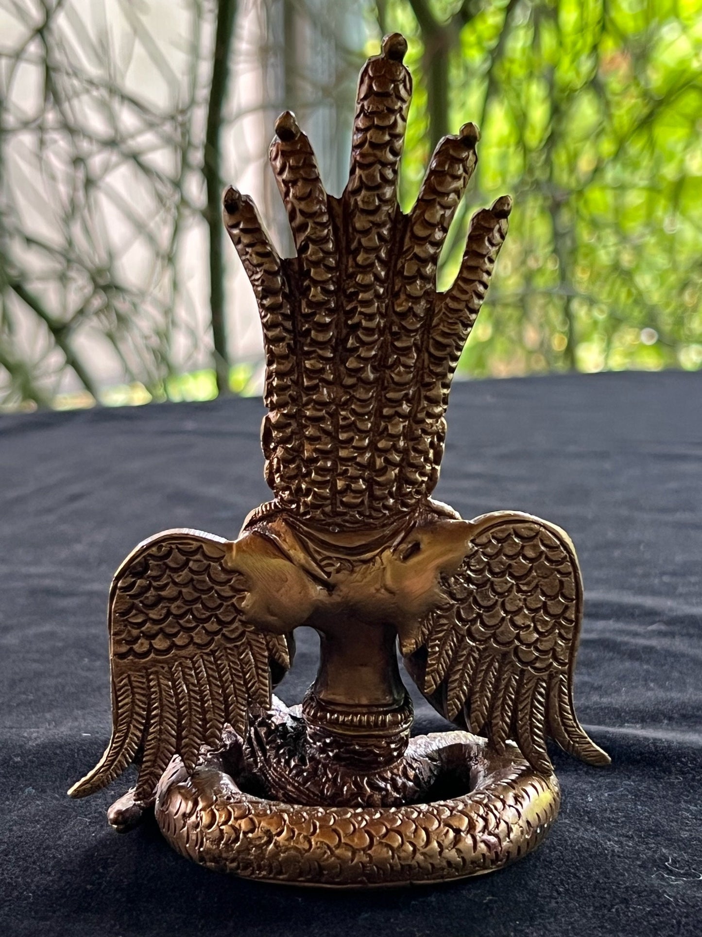 Estatua mediana de Naga Kanya | Hecho a mano | 5,5 pulgadas | Latón | Diosa Serpiente | India