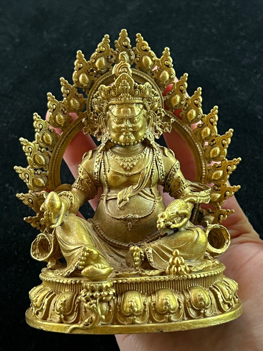Medium Dzambhala Statue | Handmade | 4.88 inches | Brass | God of Wealth
