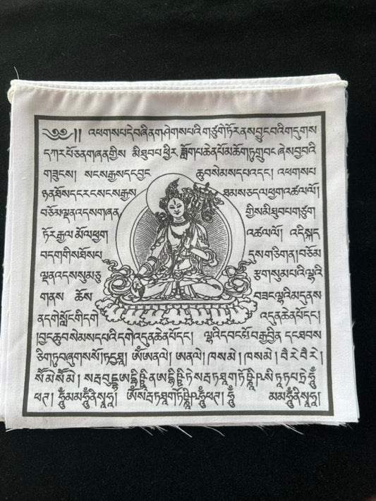 White Tara Prayer Flags | Tibetan Prayer Flags | 8in x 8in | 1 set of 10 flags | All White