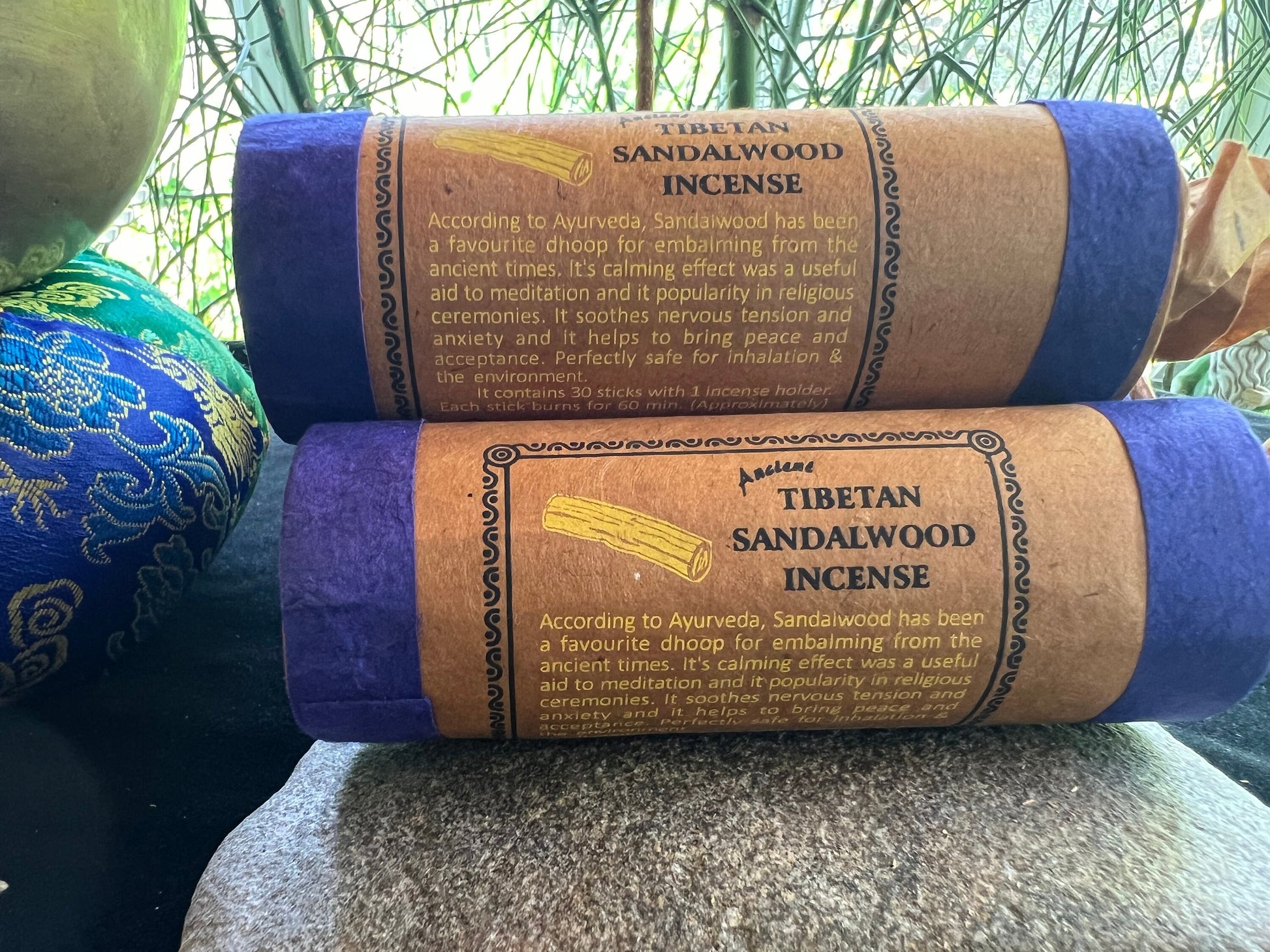Ancient Tibetan Sandalwood incense | Tibetan Incense | 30 sticks | w/ Mini Incense Holder