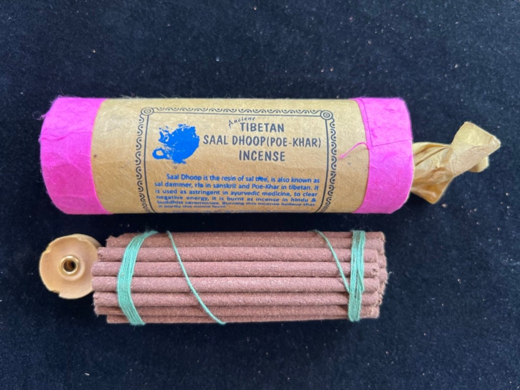 Ancient Tibetan Saal Dhoop (Poe - Khar) incense | Tibetan Incense | 30 sticks | w/ Mini Incense Holder | Sal Dhoop