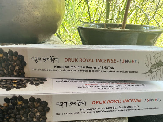 Druk Royal Incense (Sweet) | Bhutanese Incense | 20 sticks | 8.25 inches | Bhutan Jewel Incense House