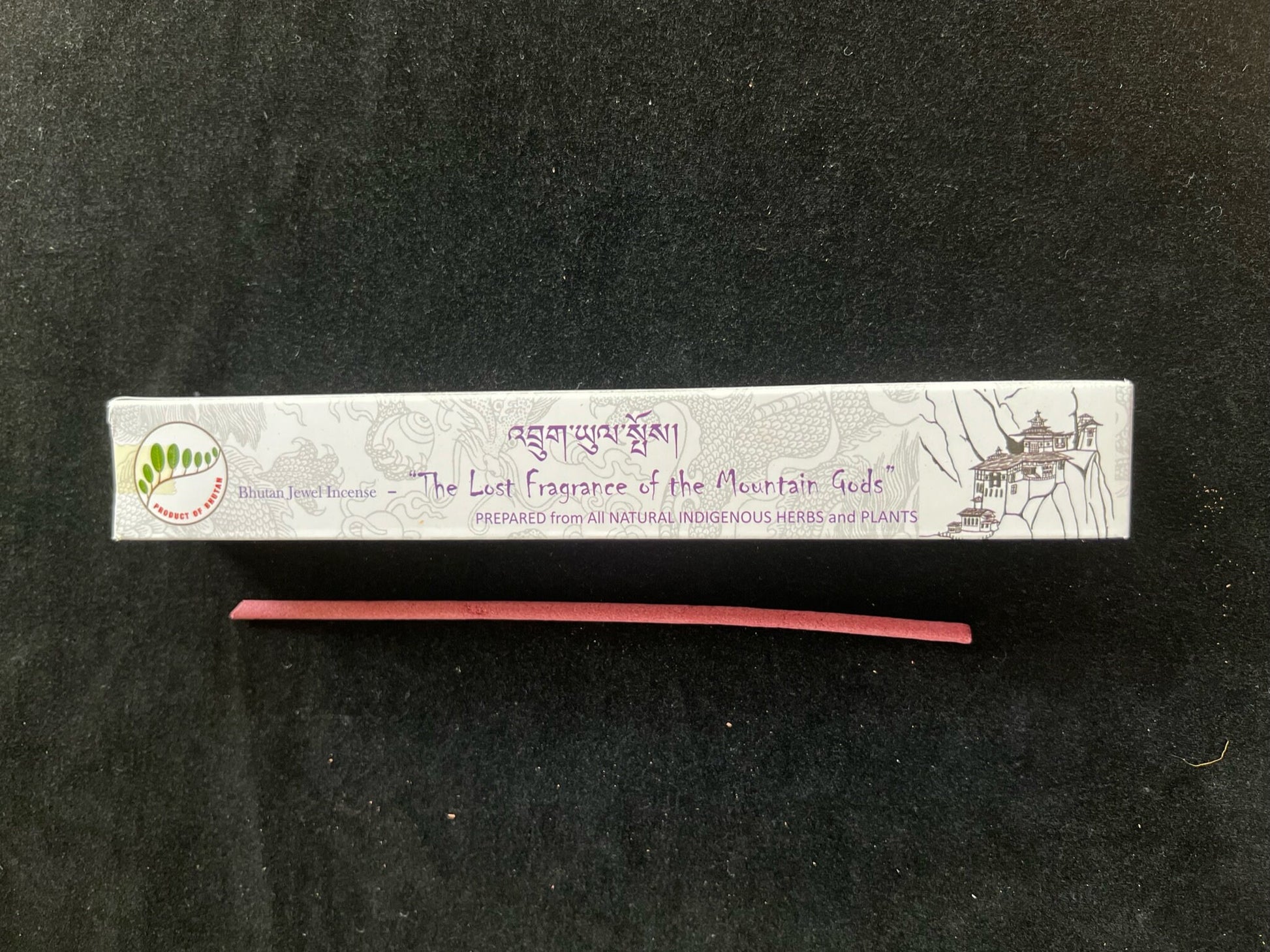 The Lost Fragrance of the Mountain Gods (LhaYul) Incense | Bhutanese Incense | 30 sticks | 8.5 inches | Bhutan Jewel Incense House