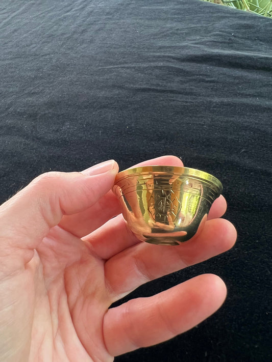 Tiny Tibetan Buddhist Water Offering Bowls | Nepal | 1.2 inches | Brass | Set of 7